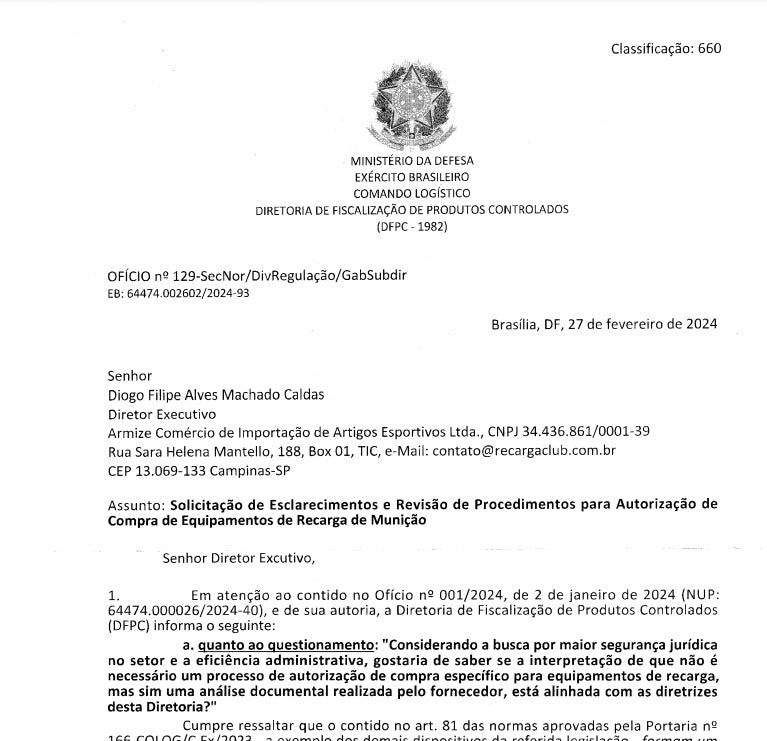 [Resolvido] Autorização de Compra e Apostilamento de Equipamentos de Recarga: Análise da Solução de Consulta Respondida pela DFPC - Recarga Club