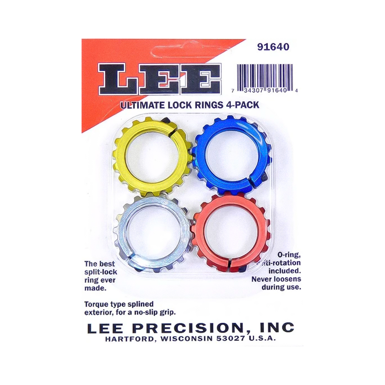 Anel de fixação para dies - 4 Unidades -  Lee Precision - Ultimate Lock Rings - 4 Pack