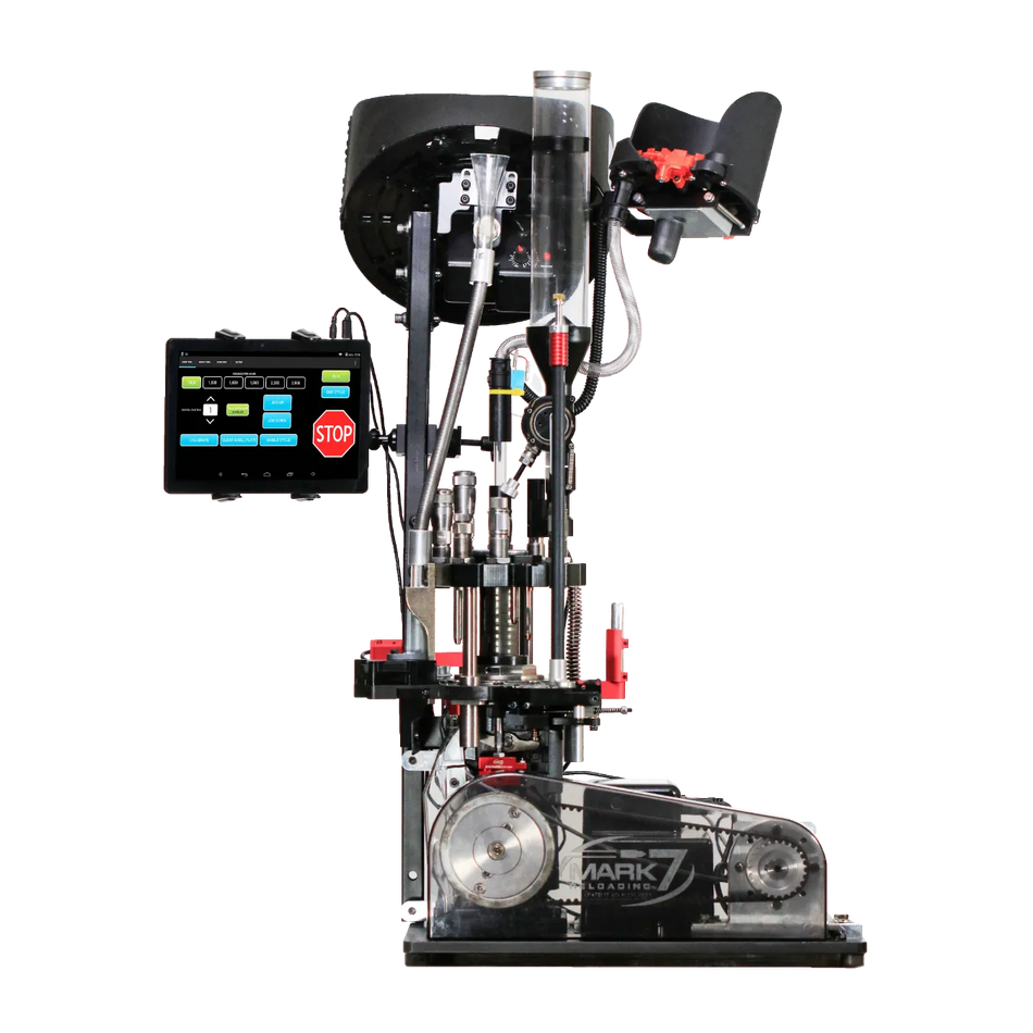 Prensa Progressiva Automatizada Apex 10 com Case Feeder e Bullet Feeder automáticos com combo Mark 7 