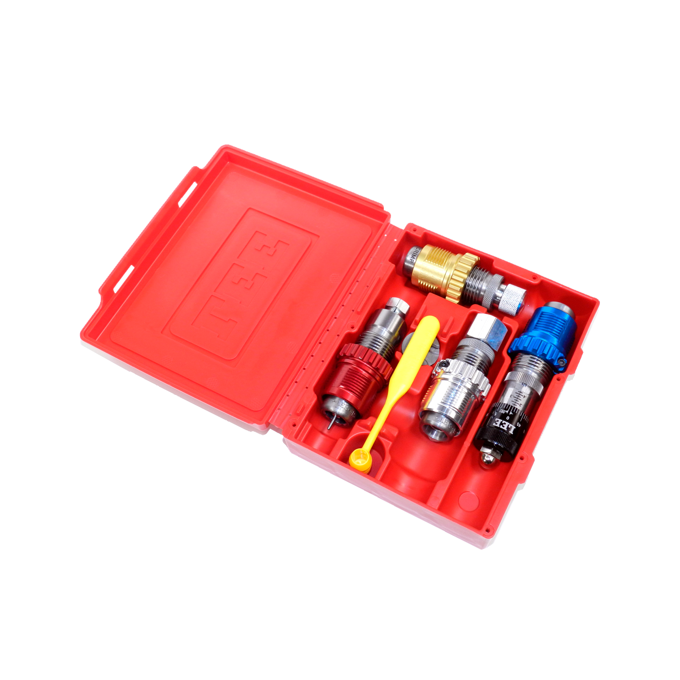 Dies Lee 4 Peças Carbide de Tungstênio Com Micrometro + Shell Holder + Buchas de Troca Rápida - Conjunto de Matrizes - Lee Precision - Breech lock 4 Die Set Pistol - PCE
