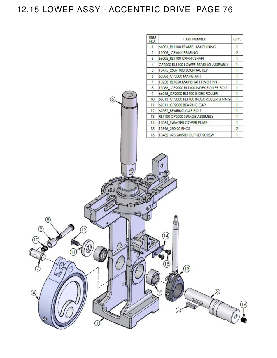 Conjunto excêntrico inferior Dillon RL1100