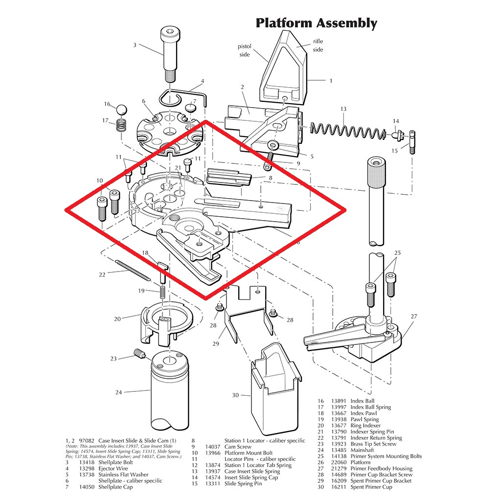 Plataforma central do shell plate Dillon XL650